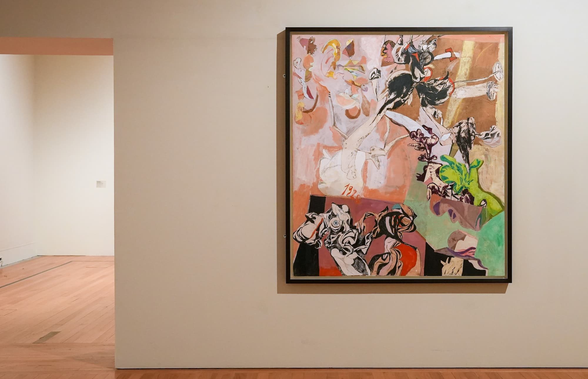 Vista parcial da exposição «Objeto, Corpo e Espaço», com a obra «O Impostor» (1964), de Paula Rego. CACE - Coleção de Arte Contemporânea do Estado. Fotografia de António Jorge Silva.